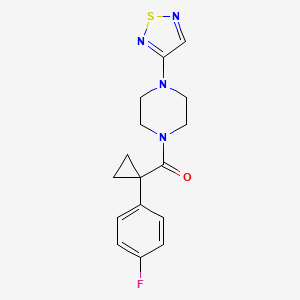 molecular formula C16H17FN4OS B2882348 1-[1-(4-Fluorophenyl)cyclopropanecarbonyl]-4-(1,2,5-thiadiazol-3-yl)piperazine CAS No. 2097862-39-8