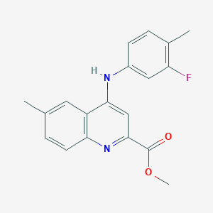 molecular formula C19H17FN2O2 B2882354 Methyl 4-((3-fluoro-4-methylphenyl)amino)-6-methylquinoline-2-carboxylate CAS No. 1207046-53-4