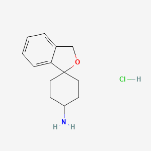molecular formula C13H18ClNO B2882356 螺[1H-2-苯并呋喃-3,4'-环己烷]-1'-胺；盐酸盐 CAS No. 2411285-56-6