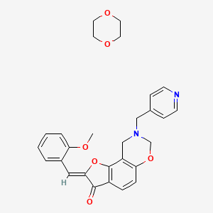 molecular formula C28H28N2O6 B2882358 1,4-二噁烷；(2Z)-2-[(2-甲氧基苯基)亚甲基]-8-(吡啶-4-基甲基)-7,9-二氢呋喃[2,3-f][1,3]苯并噁嗪-3-酮 CAS No. 1217234-81-5