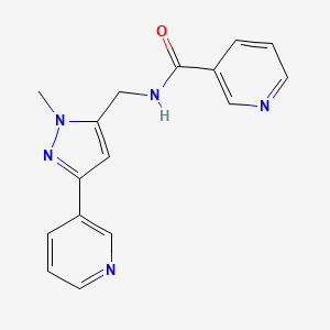 molecular formula C16H15N5O B2882359 N-((1-甲基-3-(吡啶-3-基)-1H-吡唑-5-基)甲基)烟酰胺 CAS No. 2034376-37-7