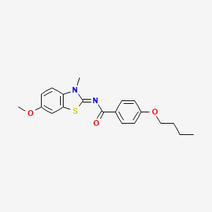 molecular formula C20H22N2O3S B2882362 4-butoxy-N-(6-methoxy-3-methyl-1,3-benzothiazol-2-ylidene)benzamide CAS No. 850781-93-0