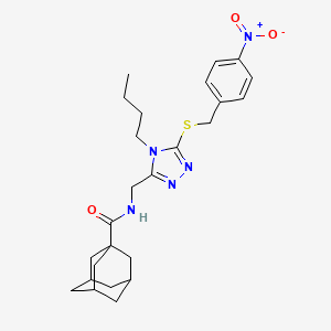 molecular formula C25H33N5O3S B2882363 (1S,3s)-N-((4-butyl-5-((4-nitrobenzyl)thio)-4H-1,2,4-triazol-3-yl)methyl)adamantane-1-carboxamide CAS No. 476438-82-1