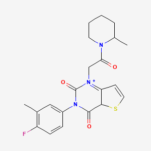 molecular formula C21H22FN3O3S B2882364 3-(4-氟-3-甲基苯基)-1-[2-(2-甲基哌啶-1-基)-2-氧代乙基]-1H,2H,3H,4H-噻吩并[3,2-d]嘧啶-2,4-二酮 CAS No. 1260953-38-5