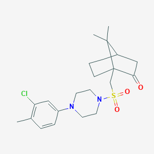 molecular formula C21H29ClN2O3S B288237 1-({[4-(3-Chloro-4-methylphenyl)-1-piperazinyl]sulfonyl}methyl)-7,7-dimethylbicyclo[2.2.1]heptan-2-one 