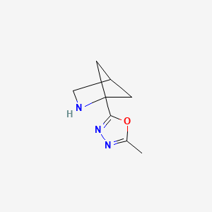 molecular formula C8H11N3O B2882370 1-(5-Methyl-1,3,4-oxadiazol-2-yl)-2-azabicyclo[2.1.1]hexane CAS No. 2031259-34-2