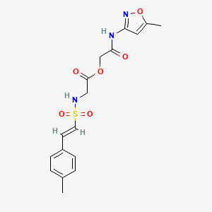 molecular formula C17H19N3O6S B2882371 [2-[(5-甲基-1,2-恶唑-3-基)氨基]-2-氧代乙基] 2-[[(E)-2-(4-甲基苯基)乙烯基]磺酰氨基]乙酸酯 CAS No. 878091-17-9