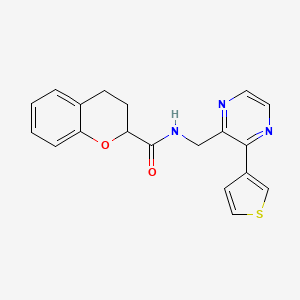 N-((3-(thiophen-3-yl)pyrazin-2-yl)methyl)chroman-2-carboxamide