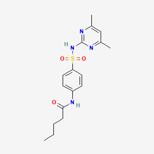 molecular formula C17H22N4O3S B2882380 N-[4-[(4,6-二甲基嘧啶-2-基)磺酰基]苯基]戊酰胺 CAS No. 101603-55-8
