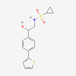 molecular formula C15H17NO3S2 B2882382 N-[2-Hydroxy-2-(4-thiophen-2-ylphenyl)ethyl]cyclopropanesulfonamide CAS No. 2380189-42-2