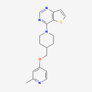 molecular formula C18H20N4OS B2882383 4-[4-[(2-Methylpyridin-4-yl)oxymethyl]piperidin-1-yl]thieno[3,2-d]pyrimidine CAS No. 2379976-29-9