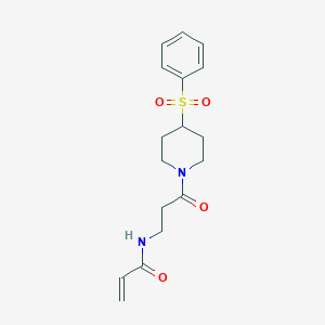 molecular formula C17H22N2O4S B2882387 N-[3-[4-(Benzenesulfonyl)piperidin-1-yl]-3-oxopropyl]prop-2-enamide CAS No. 2361681-40-3