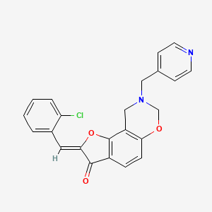 molecular formula C23H17ClN2O3 B2882388 (Z)-2-(2-chlorobenzylidene)-8-(pyridin-4-ylmethyl)-8,9-dihydro-2H-benzofuro[7,6-e][1,3]oxazin-3(7H)-one CAS No. 929836-41-9
