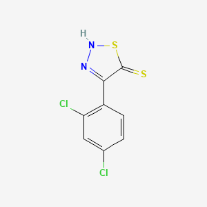molecular formula C8H4Cl2N2S2 B2882394 4-(2,4-Dichlorophenyl)-1,2,3-thiadiazole-5-thiol CAS No. 338408-96-1; 66521-65-1