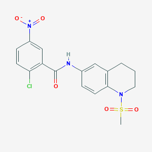molecular formula C17H16ClN3O5S B2882399 2-chloro-N-(1-methylsulfonyl-3,4-dihydro-2H-quinolin-6-yl)-5-nitrobenzamide CAS No. 942007-05-8