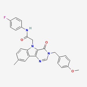 molecular formula C27H23FN4O3 B2882403 N-(4-fluorophenyl)-2-(3-(4-methoxybenzyl)-8-methyl-4-oxo-3H-pyrimido[5,4-b]indol-5(4H)-yl)acetamide CAS No. 1185027-70-6