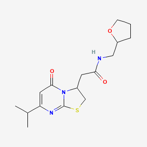2-(7-isopropyl-5-oxo-3,5-dihydro-2H-thiazolo[3,2-a]pyrimidin-3-yl)-N-((tetrahydrofuran-2-yl)methyl)acetamide