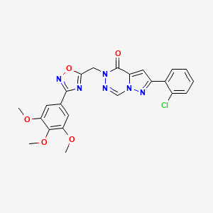 molecular formula C23H19ClN6O5 B2882422 8-(2-Chlorophenyl)-1-((3-(3,4,5-trimethoxyphenyl)-1,2,4-oxadiazol-5-yl)methyl)pyrazolo[1,5-d][1,2,4]triazinone CAS No. 1251550-59-0