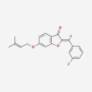 molecular formula C20H17FO3 B2882424 (Z)-2-(3-氟苄叉基)-6-((3-甲基丁-2-烯-1-基)氧基)苯并呋喃-3(2H)-酮 CAS No. 622807-32-3