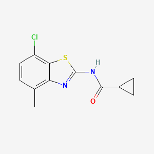 molecular formula C12H11ClN2OS B2882425 N-(7-氯-4-甲基苯并[d]噻唑-2-基)环丙烷甲酰胺 CAS No. 868230-69-7