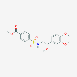 molecular formula C18H19NO7S B2882427 methyl 4-(N-(2-(2,3-dihydrobenzo[b][1,4]dioxin-6-yl)-2-hydroxyethyl)sulfamoyl)benzoate CAS No. 2034418-52-3