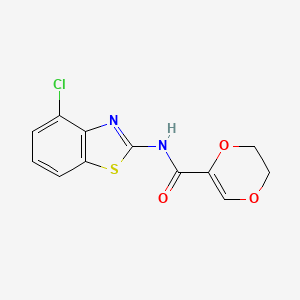 molecular formula C12H9ClN2O3S B2882428 N-(4-chlorobenzo[d]thiazol-2-yl)-5,6-dihydro-1,4-dioxine-2-carboxamide CAS No. 864937-52-0