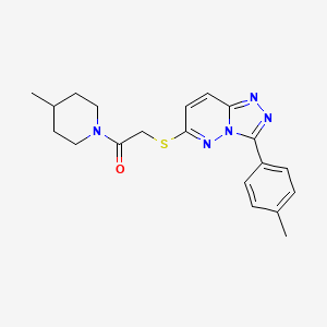 molecular formula C20H23N5OS B2882430 1-(4-Methylpiperidin-1-yl)-2-((3-(p-tolyl)-[1,2,4]triazolo[4,3-b]pyridazin-6-yl)thio)ethanone CAS No. 852375-34-9