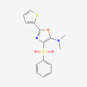 4-(benzenesulfonyl)-N,N-dimethyl-2-thiophen-2-yl-1,3-oxazol-5-amine