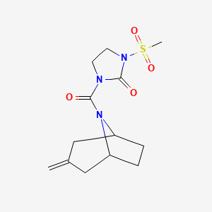 molecular formula C13H19N3O4S B2882443 1-((1R,5S)-3-亚甲基-8-氮杂双环[3.2.1]辛烷-8-羰基)-3-(甲磺酰基)咪唑烷-2-酮 CAS No. 2309805-23-8