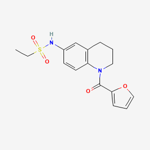 molecular formula C16H18N2O4S B2882456 N-[1-(呋喃-2-羰基)-3,4-二氢-2H-喹啉-6-基]乙磺酰胺 CAS No. 942006-12-4