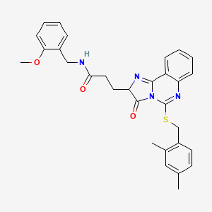 molecular formula C30H30N4O3S B2882462 3-{5-[(2,4-dimethylbenzyl)thio]-3-oxo-2,3-dihydroimidazo[1,2-c]quinazolin-2-yl}-N-(2-methoxybenzyl)propanamide CAS No. 1037289-03-4