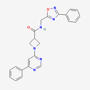 molecular formula C23H20N6O2 B2882469 N-[(3-phenyl-1,2,4-oxadiazol-5-yl)methyl]-1-(6-phenylpyrimidin-4-yl)azetidine-3-carboxamide CAS No. 2034286-89-8