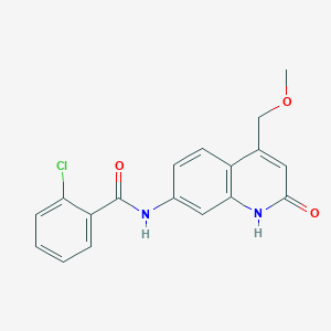 molecular formula C18H15ClN2O3 B2882479 2-chloro-N-[4-(methoxymethyl)-2-oxo-1H-quinolin-7-yl]benzamide CAS No. 1251685-40-1