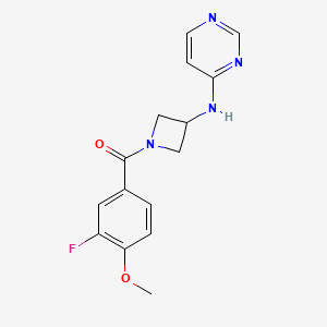 molecular formula C15H15FN4O2 B2882490 N-[1-(3-fluoro-4-methoxybenzoyl)azetidin-3-yl]pyrimidin-4-amine CAS No. 2097862-93-4