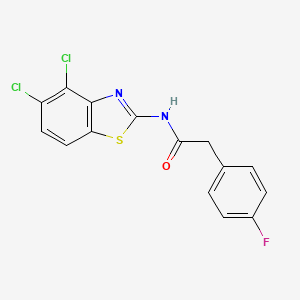 molecular formula C15H9Cl2FN2OS B2882493 N-(4,5-dichlorobenzo[d]thiazol-2-yl)-2-(4-fluorophenyl)acetamide CAS No. 899958-63-5