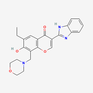 molecular formula C23H23N3O4 B2882495 3-(1H-benzimidazol-2-yl)-6-ethyl-7-hydroxy-8-(morpholin-4-ylmethyl)-4H-chromen-4-one CAS No. 222716-54-3