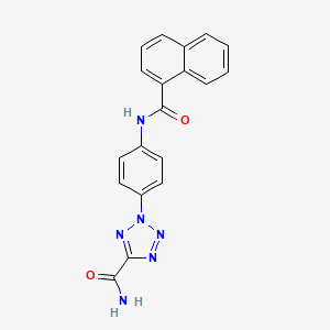 molecular formula C19H14N6O2 B2882506 2-(4-(1-naphthamido)phenyl)-2H-tetrazole-5-carboxamide CAS No. 1396865-28-3