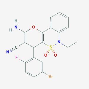 molecular formula C20H15BrFN3O3S B2882511 2-氨基-4-(5-溴-2-氟苯基)-6-乙基-4,6-二氢吡喃并[3,2-c][2,1]苯并噻嗪-3-腈 5,5-二氧化物 CAS No. 893291-51-5
