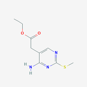 molecular formula C9H13N3O2S B2882518 2-(4-氨基-2-甲硫基嘧啶-5-基)乙酸乙酯 CAS No. 500880-35-3