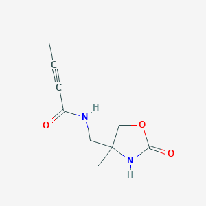 molecular formula C9H12N2O3 B2882530 N-[(4-Methyl-2-oxo-1,3-oxazolidin-4-yl)methyl]but-2-ynamide CAS No. 2411302-96-8