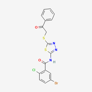 molecular formula C17H11BrClN3O2S2 B2882532 5-bromo-2-chloro-N-(5-phenacylsulfanyl-1,3,4-thiadiazol-2-yl)benzamide CAS No. 391875-13-1