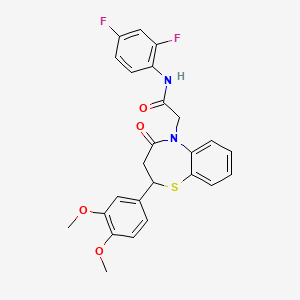 molecular formula C25H22F2N2O4S B2882547 N-(2,4-difluorophenyl)-2-(2-(3,4-dimethoxyphenyl)-4-oxo-3,4-dihydrobenzo[b][1,4]thiazepin-5(2H)-yl)acetamide CAS No. 847487-25-6