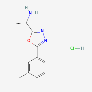 molecular formula C11H14ClN3O B2882555 1-[5-(3-Methylphenyl)-1,3,4-oxadiazol-2-yl]ethan-1-amine hydrochloride CAS No. 1417635-64-3