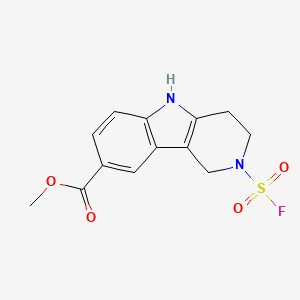 molecular formula C13H13FN2O4S B2882556 Methyl 2-fluorosulfonyl-1,3,4,5-tetrahydropyrido[4,3-b]indole-8-carboxylate CAS No. 2411290-92-9