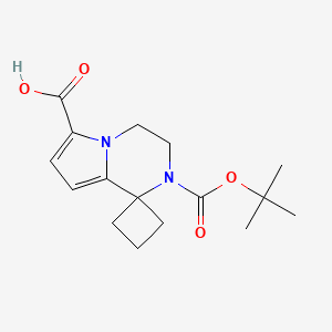 2-[(2-Methylpropan-2-yl)oxycarbonyl]spiro[3,4-dihydropyrrolo[1,2-a]pyrazine-1,1'-cyclobutane]-6-carboxylic acid