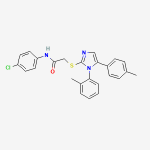 molecular formula C25H22ClN3OS B2882560 N-(4-chlorophenyl)-2-((1-(o-tolyl)-5-(p-tolyl)-1H-imidazol-2-yl)thio)acetamide CAS No. 1207057-17-7