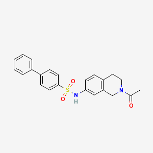 molecular formula C23H22N2O3S B2882581 N-(2-acetyl-1,2,3,4-tetrahydroisoquinolin-7-yl)-[1,1'-biphenyl]-4-sulfonamide CAS No. 955692-89-4