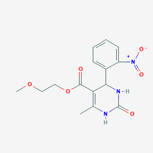 molecular formula C15H17N3O6 B2882587 2-甲氧基乙基 6-甲基-4-(2-硝基苯基)-2-氧代-1,2,3,4-四氢嘧啶-5-羧酸酯 CAS No. 301675-70-7