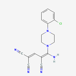 molecular formula C17H15ClN6 B2882593 4-Amino-4-[4-(2-chlorophenyl)piperazino]-1,3-butadiene-1,1,3-tricarbonitrile CAS No. 344276-36-4