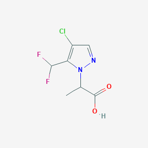 molecular formula C7H7ClF2N2O2 B2882600 2-[4-Chloro-5-(difluoromethyl)pyrazol-1-yl]propanoic acid CAS No. 1946818-65-0